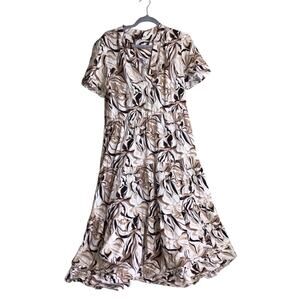 Nicole Miller Women Floral Tiered Maxi Dress Sz. Lrg  EUC Leisure Beachy  Resort